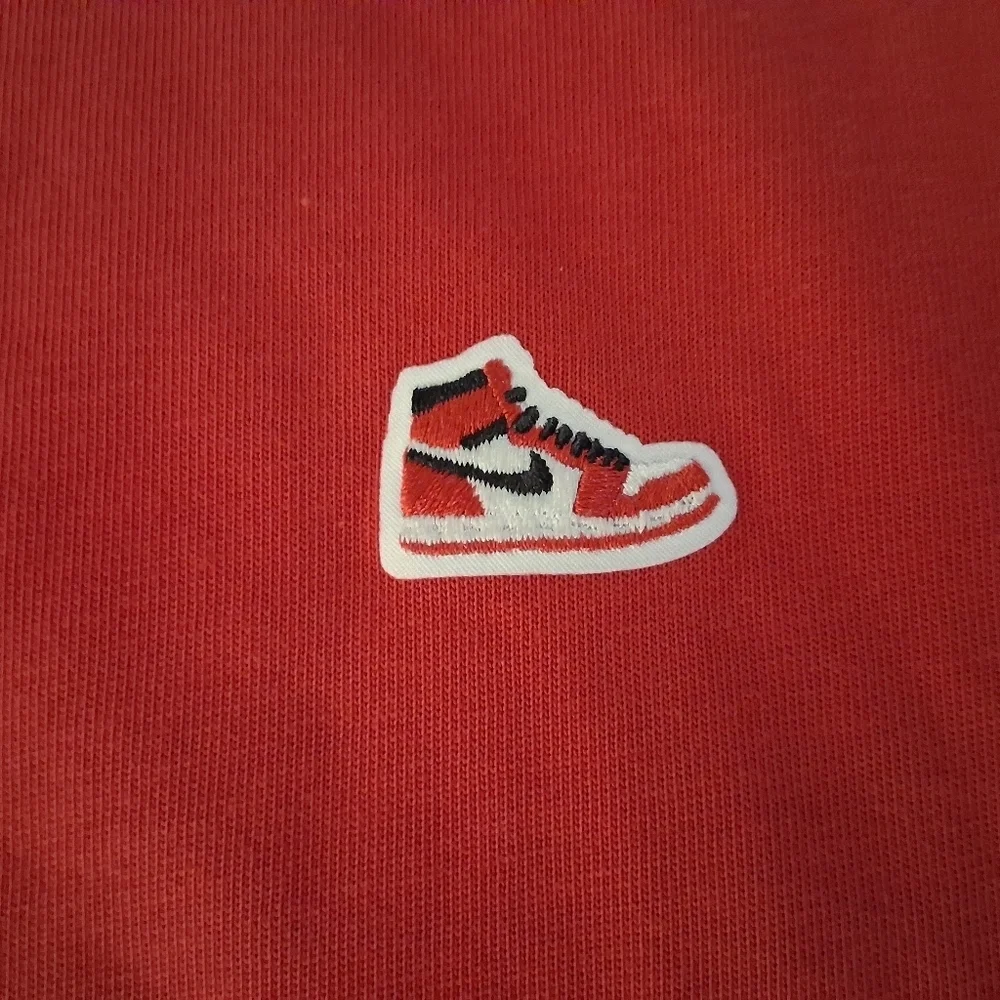 Jordan Red Snap Back Cap with Sneaker  Patch And Matching Shirt Size Large